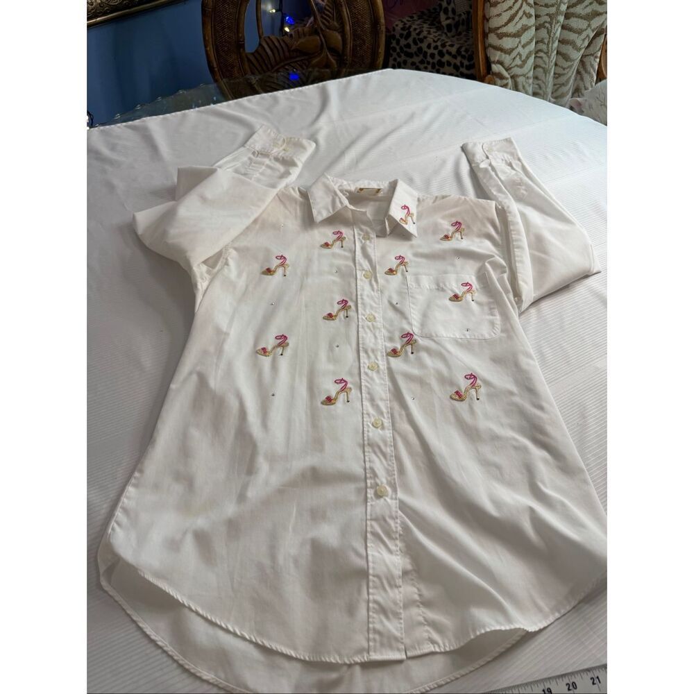 Tia 90s Vintage Women’s High Heel Button Up Shirt Size Large - Picture 8 of 11